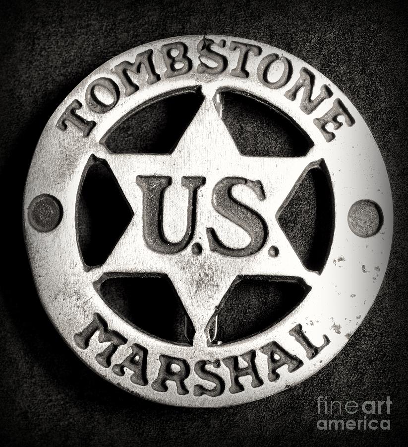 Still Life Photograph - Tombstone - US Marshal - Law Enforcement - Badge by Paul Ward