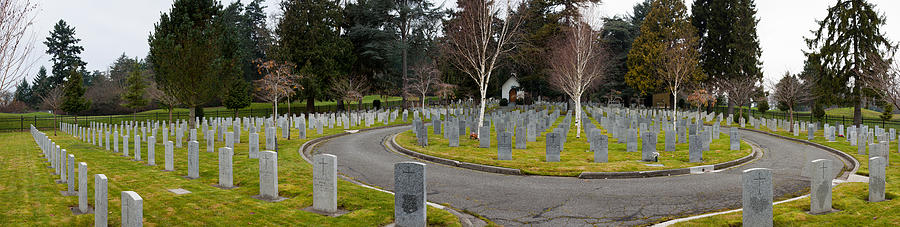 Tree Photograph - Tombstones In A Veterans Cemetery by Panoramic Images