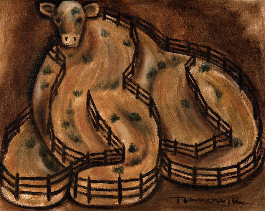 Cow Painting -  Cow Pasture Art Print by Tommervik