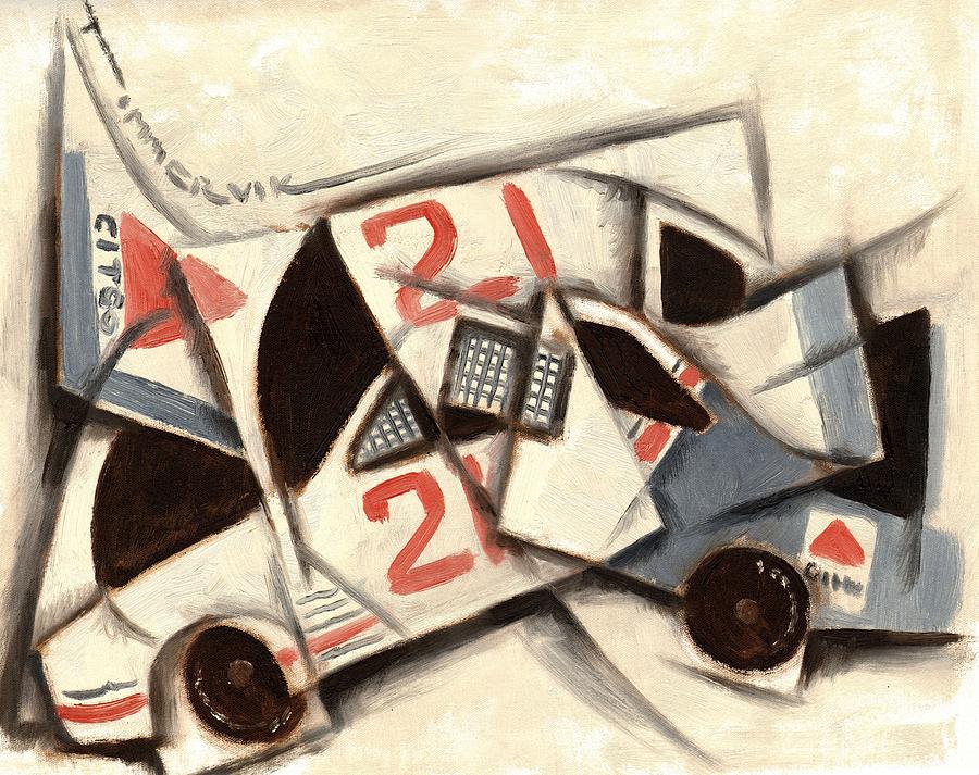 Tommervik Cubism Race Car  Painting by Tommervik