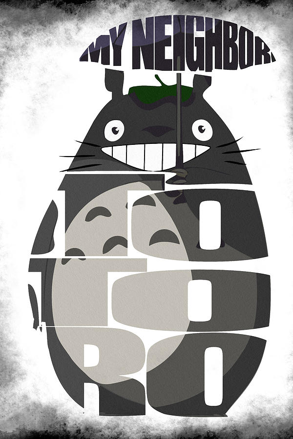 Typography Digital Art - Tonari no Totoro - My Neighbor Totoro by Inspirowl Design