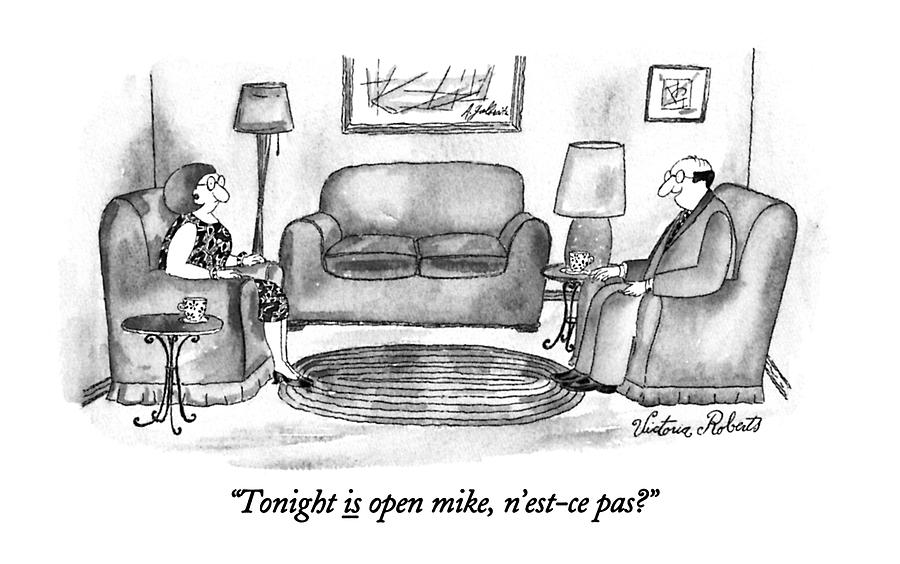 Tonight Is Open Mike Drawing by Victoria Roberts