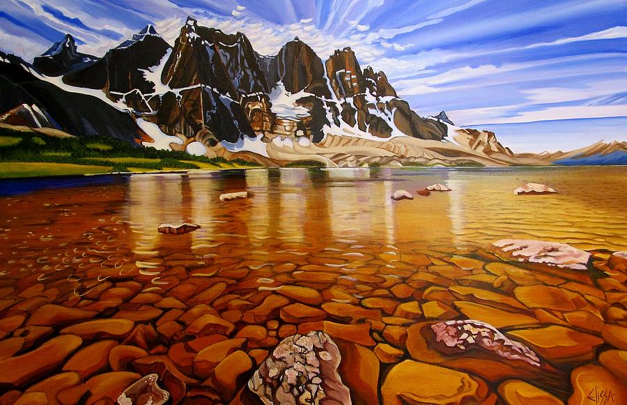 Tonquin Valley Reflections in Three Elements Painting by Elissa Anthony