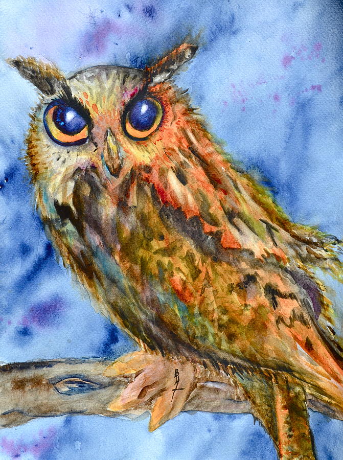 Owl Painting - Too Cute by Beverley Harper Tinsley