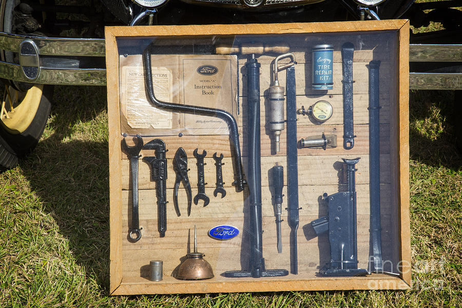 Tool Kit for 1929 Ford Classic Antique Automobile Car in Color   Photograph by M K Miller