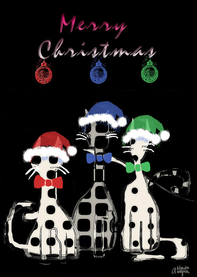 Cat Digital Art - Toon Cats Christmas by Arline Wagner