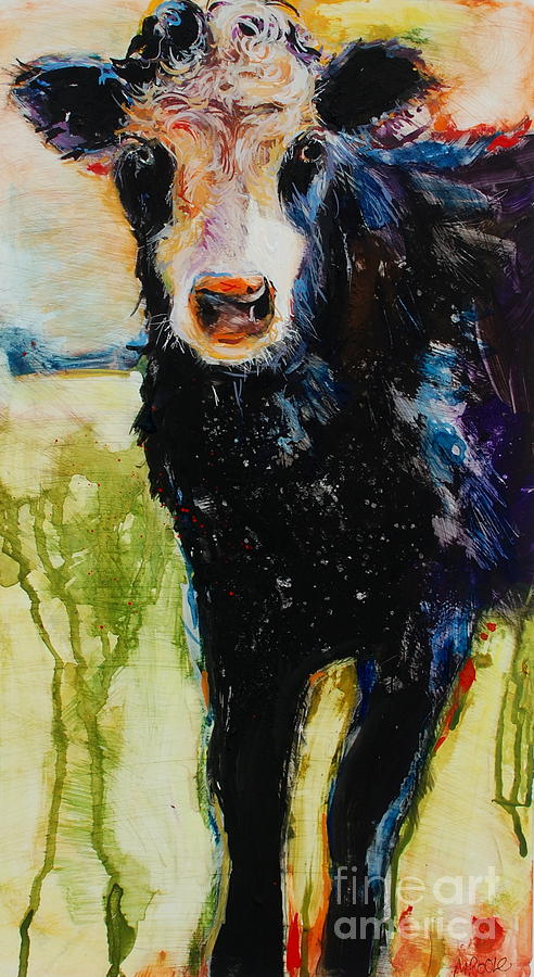Cow Painting - Top Curl by Molly Poole