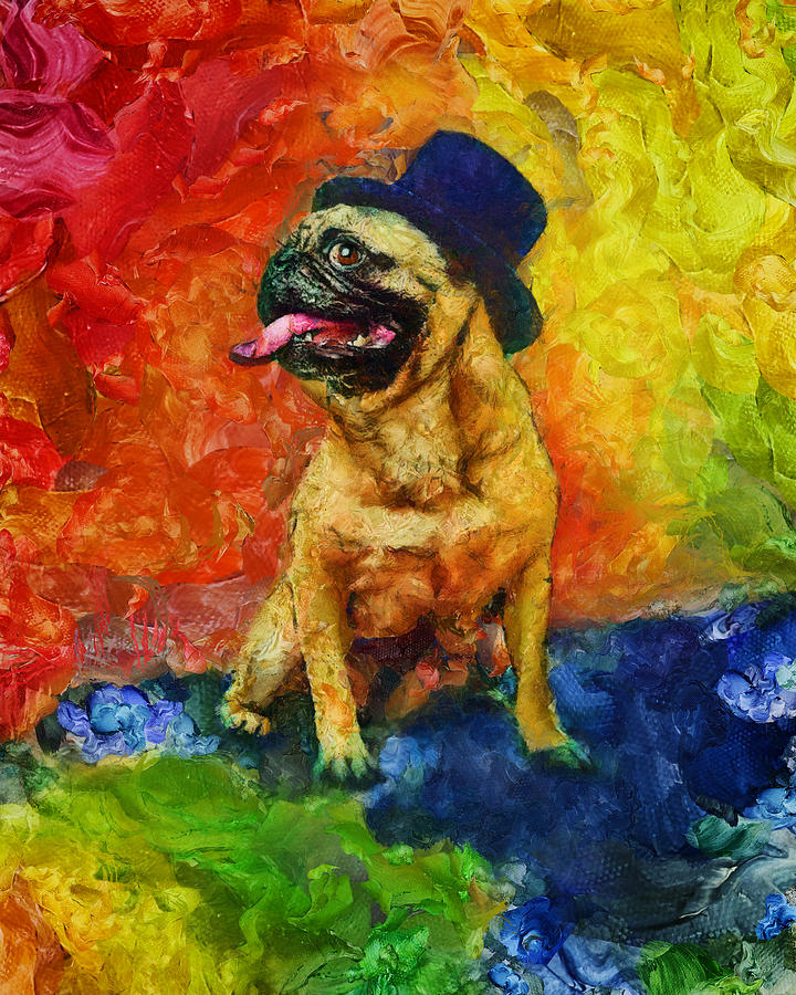 Top Hat Pug Painting by Christopher Lane