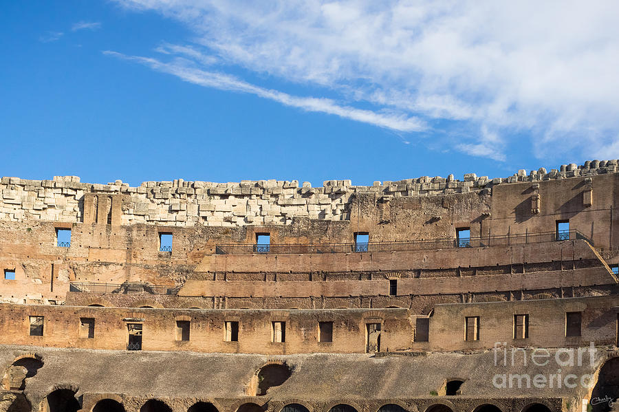Architecture Photograph - Top Interior Wall of Colosseum by Prints of Italy