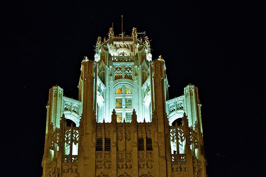 Top of the Tribune Tower Photograph by John Babis