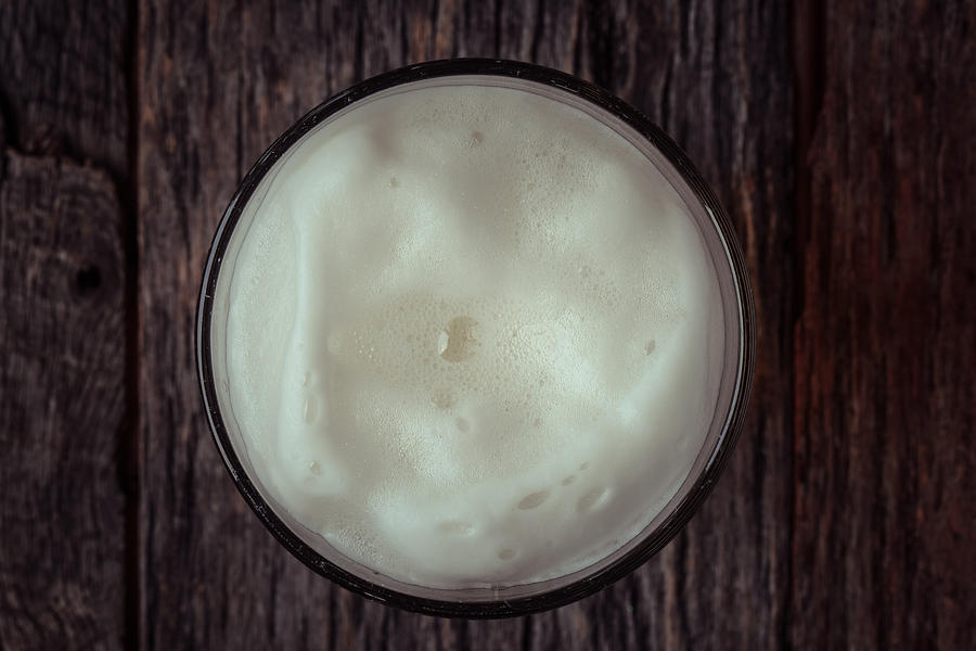 Top View Of Foam On A Pint Of Beer Photograph