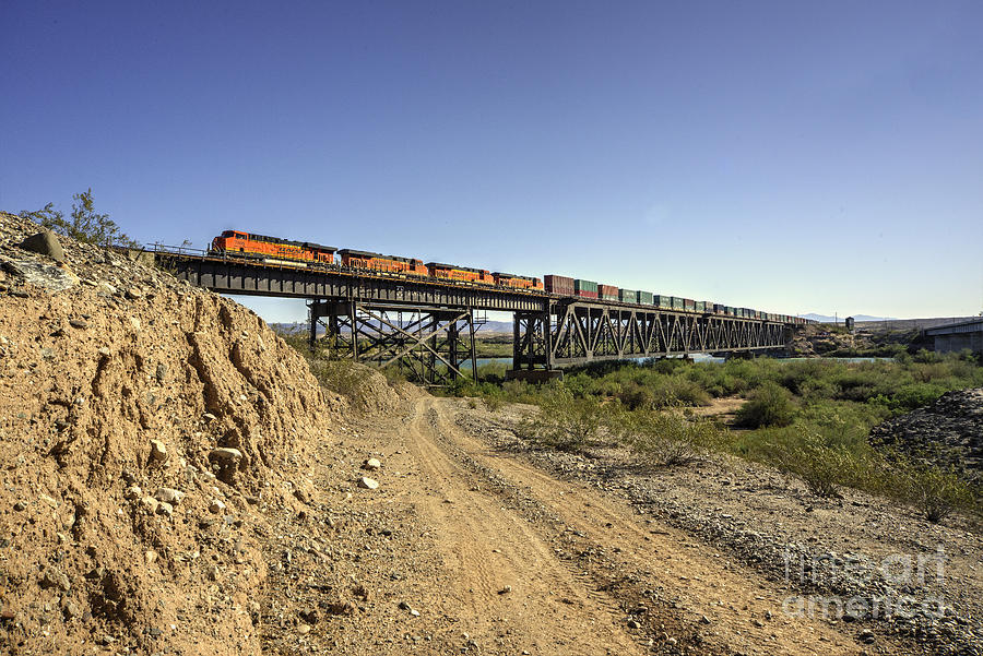 Santa Fe Photograph - Topock Bridge Freight by Rob Hawkins