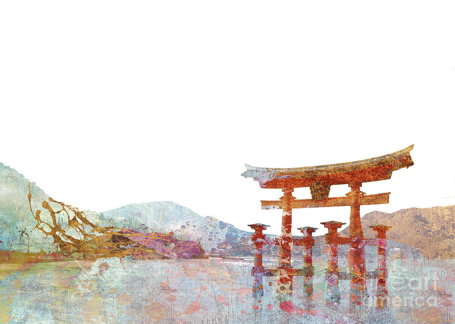 Torii Gate Colorsplash Digital Art by MGL Meiklejohn Graphics Licensing