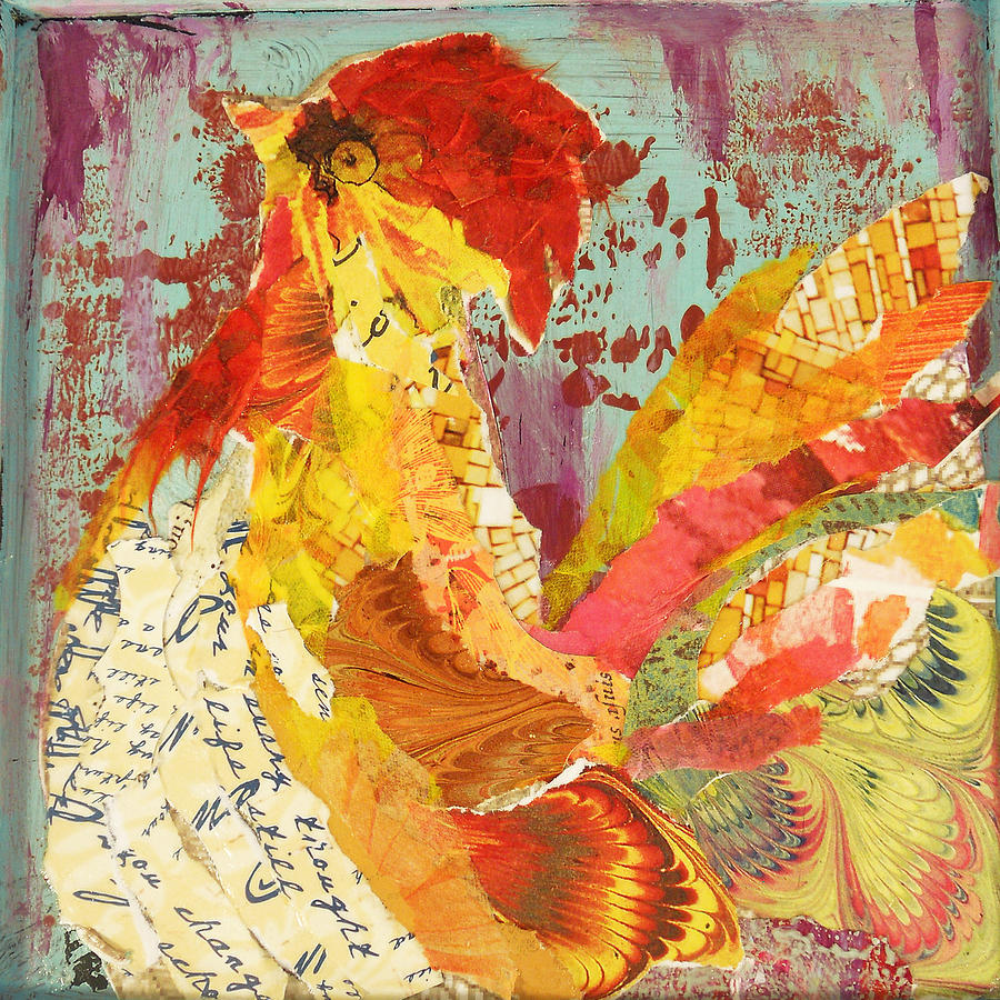 Torn Paper Rooster 3 Mixed Media by Mary Boomsliter - Fine Art America