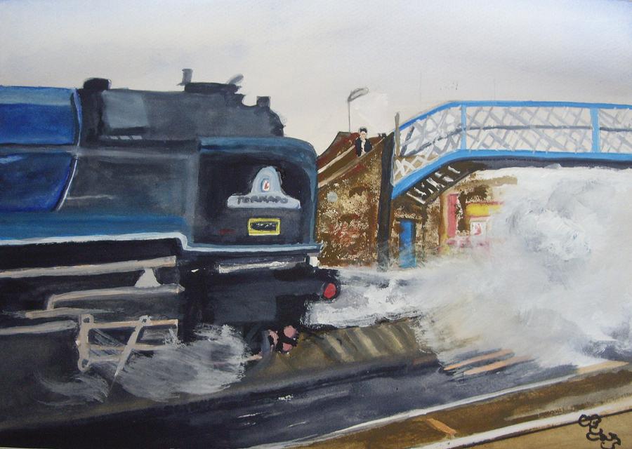 Tornado and Chertsey Station Bridge Painting by Carole Robins