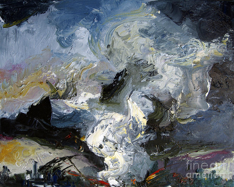 Tornado Disaster Struck at Night Painting by Ginette Callaway