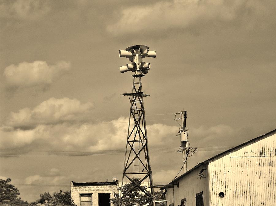 Tornado Siren in a Ghost Town Photograph by Ed Sweeney