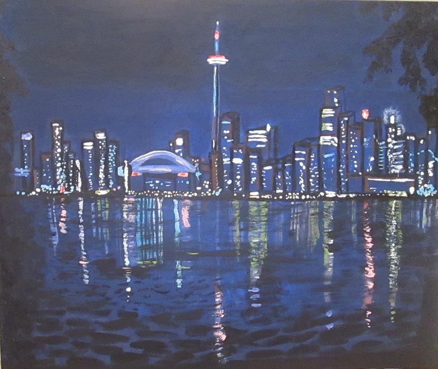 Toronto by Night Painting by Jennylynd James
