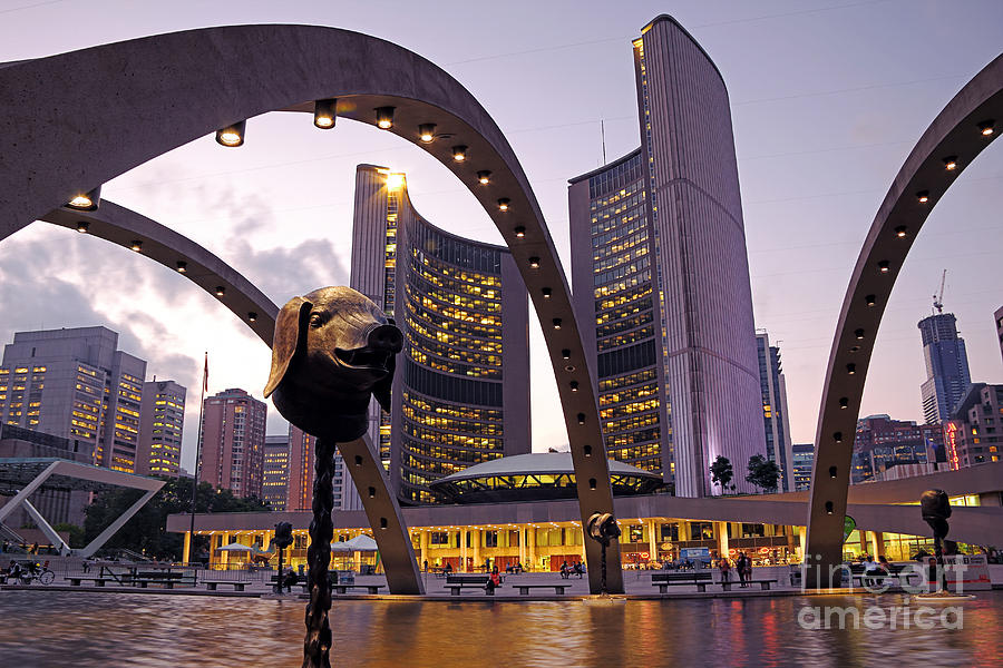 Animal Photograph - Toronto City Hall Evening by Charline Xia