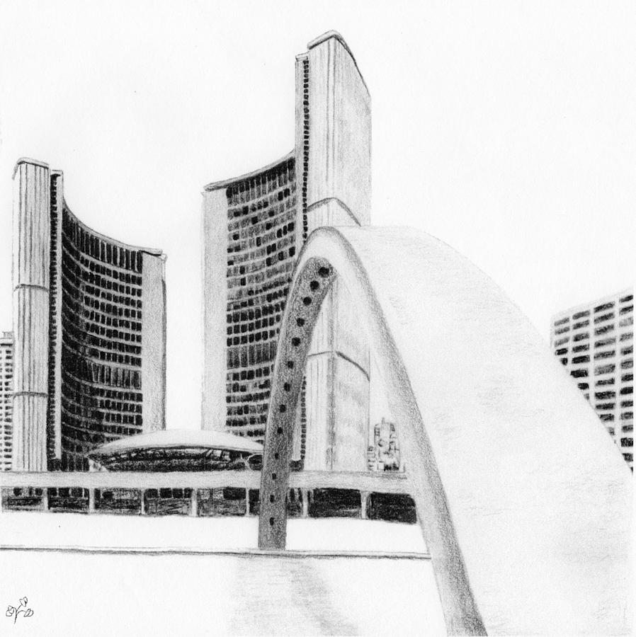 Toronto City Hall II Study Drawing by Duane Gordon