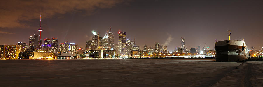 Toronto Harbour on a Winters Night Photograph by Laura Tucker