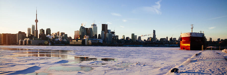 Toronto Harbour Winter Panorama Photograph by Laura Tucker