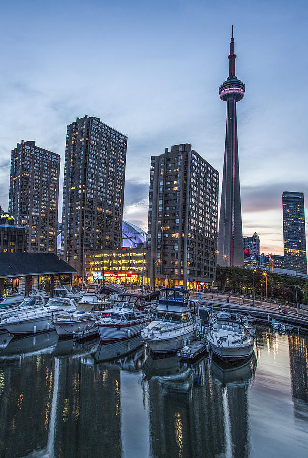 Boat Photograph - Toronto Marina and CN Tower  by John McGraw