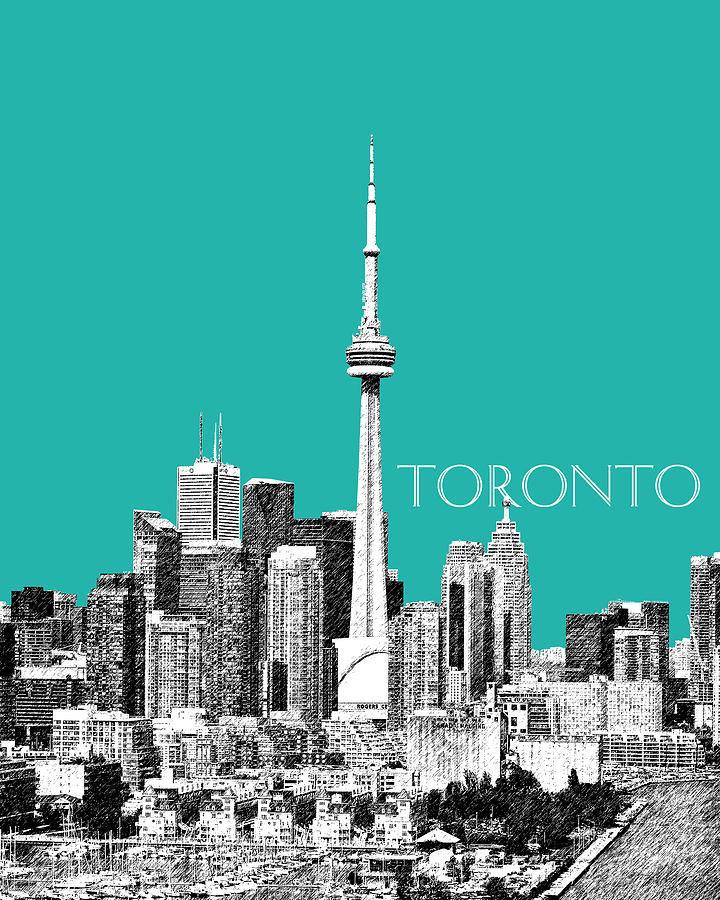 Toronto Skyline - Teal Digital Art by DB Artist