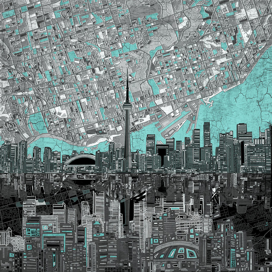 Skyline Painting - Toronto Skyline Abstract 6 by Bekim M