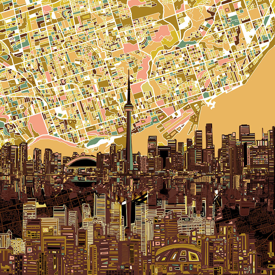 Toronto Skyline Abstract 9 Painting by Bekim M Pixels