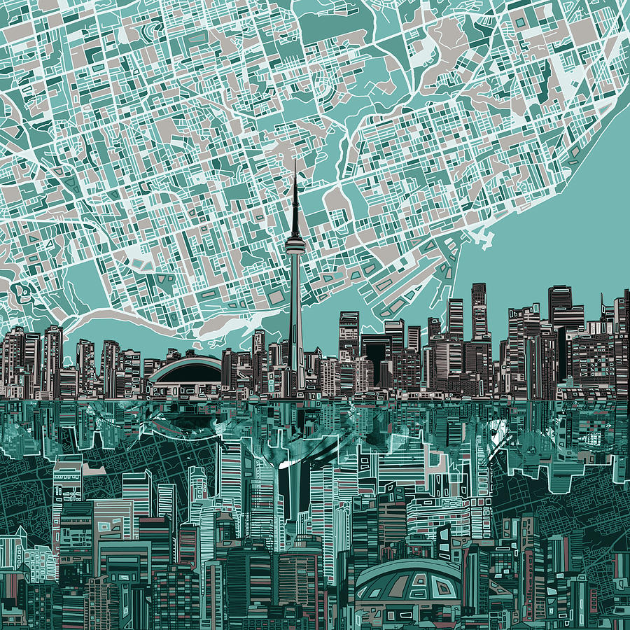 Skyline Painting - Toronto Skyline Abstract by Bekim M