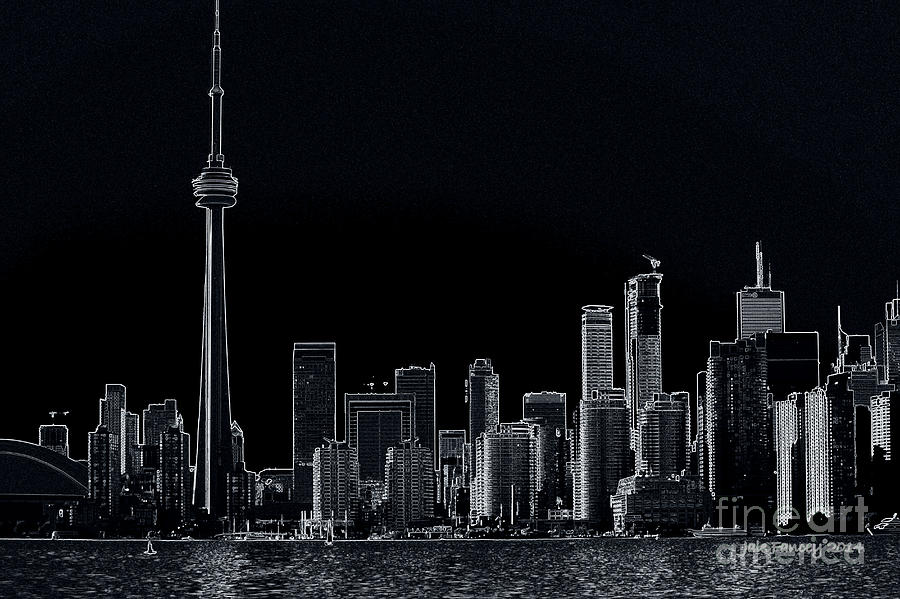 Toronto Skyline black and white abstract Photograph by Jale Fancey