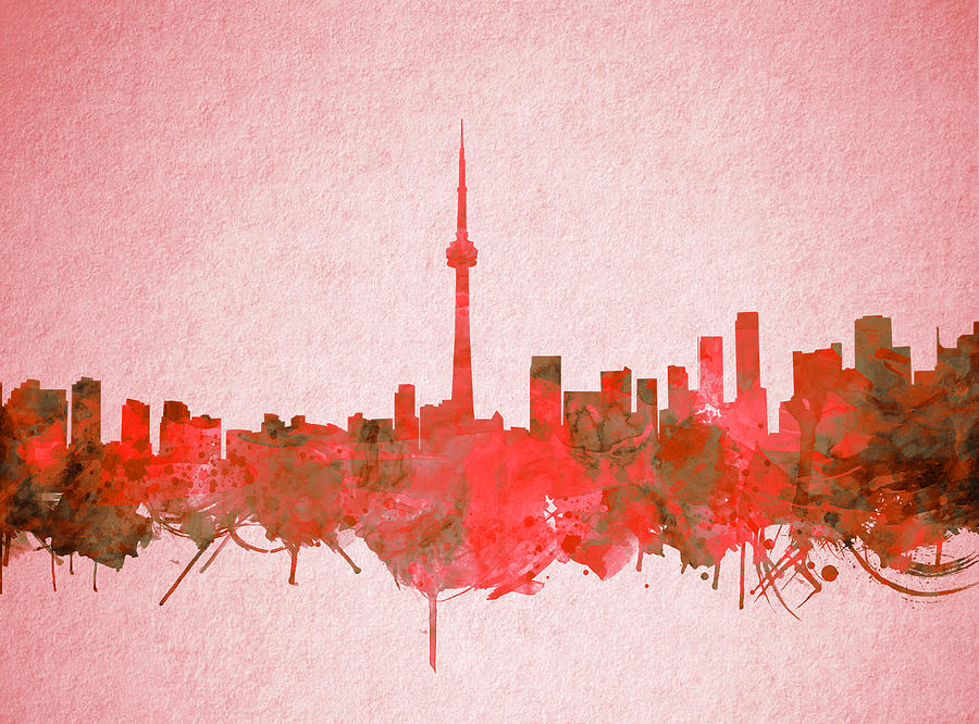 Skyline Painting - Toronto Skyline Watercolor 4 by Bekim M