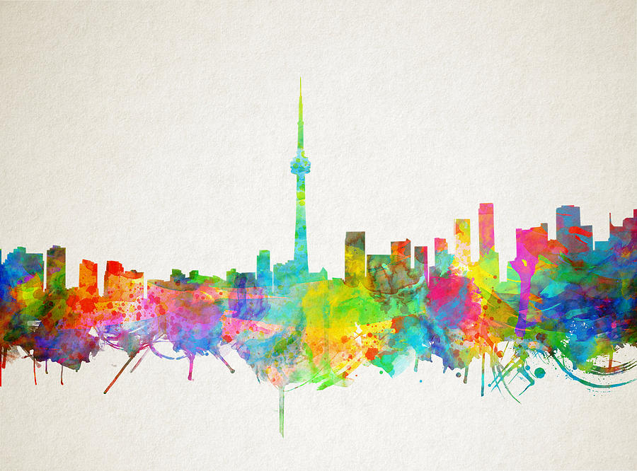 Toronto Skyline Watercolor Painting by Bekim M