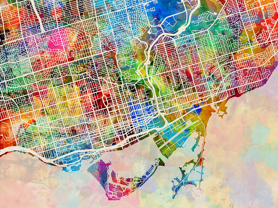 Toronto Street Map Digital Art by Michael Tompsett