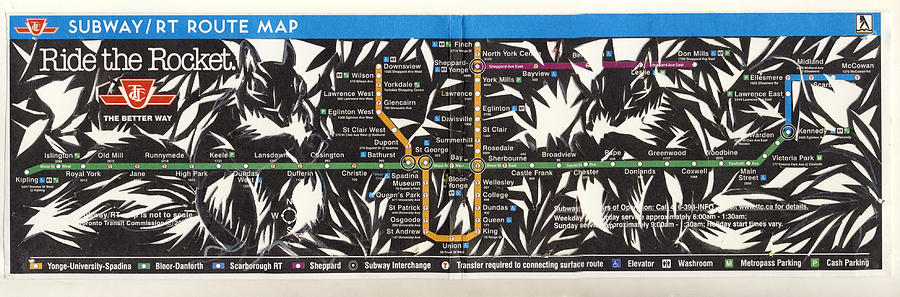 Toronto Subway Map Squirrels Mixed Media by Alfred Ng