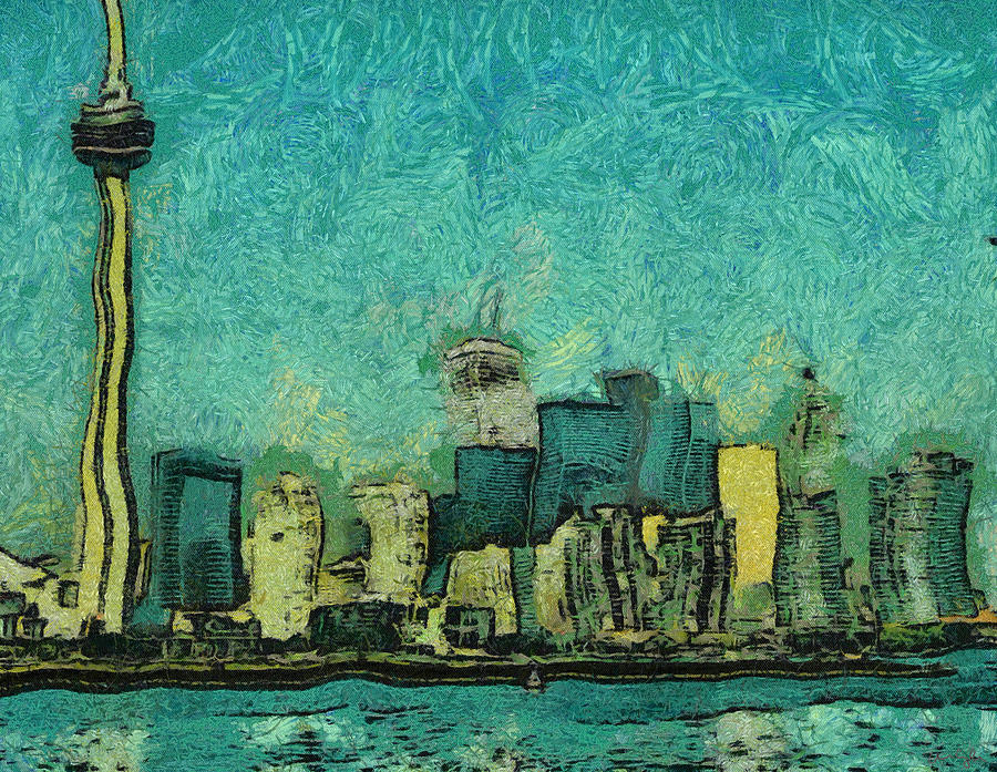 Skyline Digital Art - Toronto Wavy by Chris Coyle
