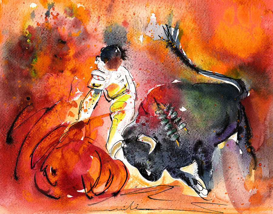 Bullfighting The Reds Painting by Miki De Goodaboom