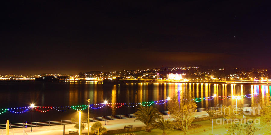 Torquay Strand and Torbay at Night Photograph by Terri Waters