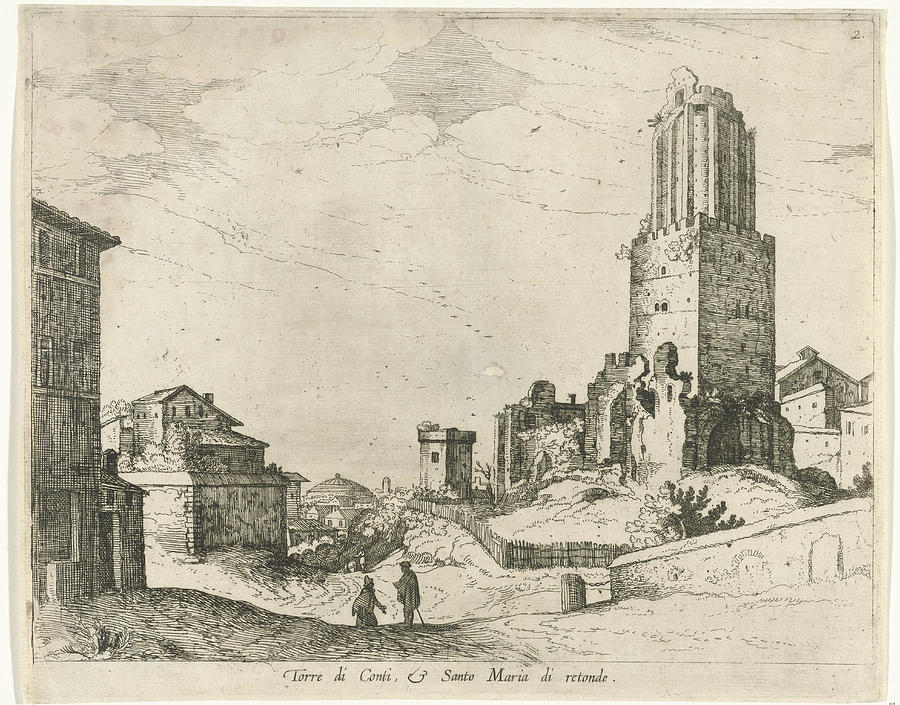 Torre Delle Milizie And Pantheon, Willem Van Nieulandt II Drawing by ...