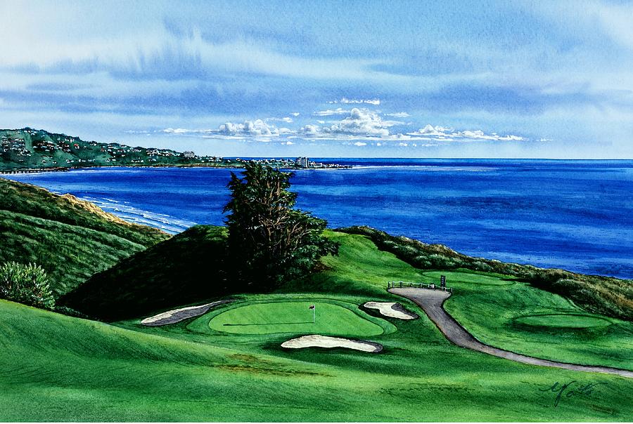 Golf Course Images Painting - San Diego,TORREY PINE GOLF COURSE SAN DIEGO CALIFORNIA by John YATO