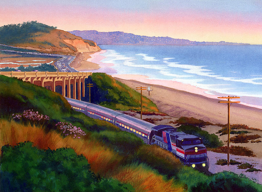 San Diego Painting - Torrey Pines Commute by Mary Helmreich