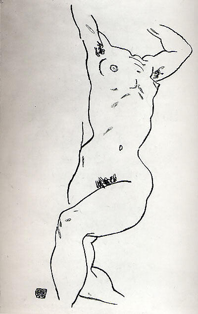 Egon Schiele Drawing - Torso Of A Reclining Nude by Egon Schiele