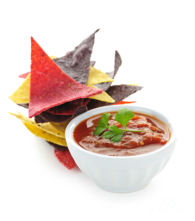 Snack Photograph - Tortilla chips and salsa 9 by Elena Elisseeva