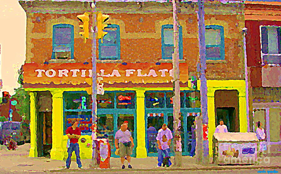 Tortilla Flats Tex Mex Restaurant Paintings Downtown Toronto Cafe Scenes Carole Spandau Art Painting by Carole Spandau