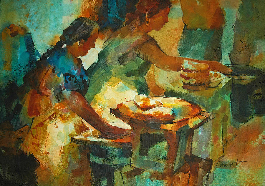 Tortillas Caliente Painting by Roger Parent