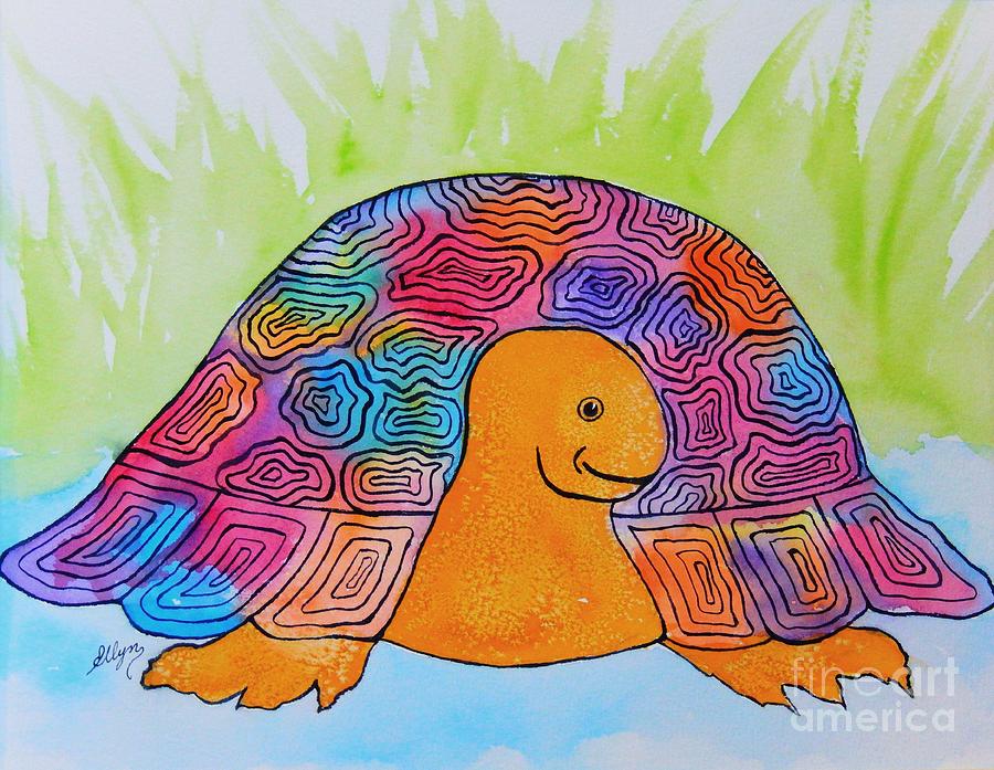 Totally Cool Turtle Painting by Ellen Levinson