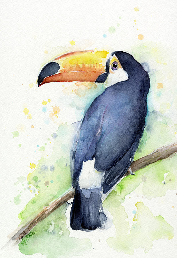 Jungle Painting - Toucan Watercolor by Olga Shvartsur