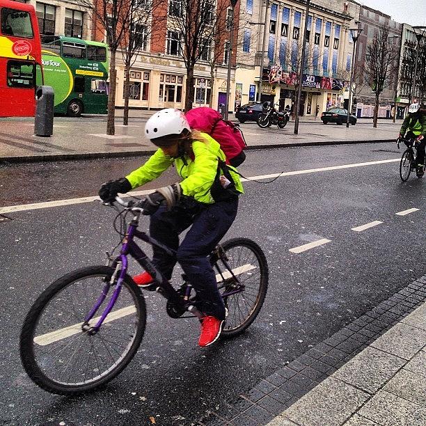 Dublin Photograph - Tough Cycling In #dublin This Morning by David Lynch