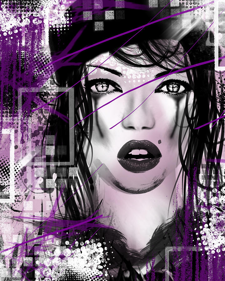 Black And White Digital Art - Tough Love Purple by Melissa Smith